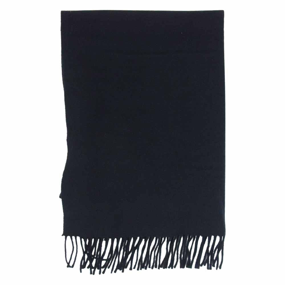 ACNE STUDIOS アクネストゥディオズ ヴァージンウール ロゴ フリンジ 大判 マフラー ストール ブラック系【中古】