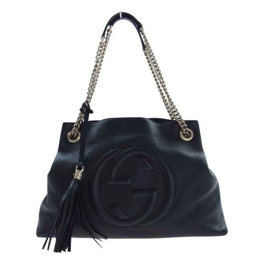 GUCCI グッチ 308982 204991 ソーホー レザー チェーン タッセル ショルダー バッグ ブラック系【中古】