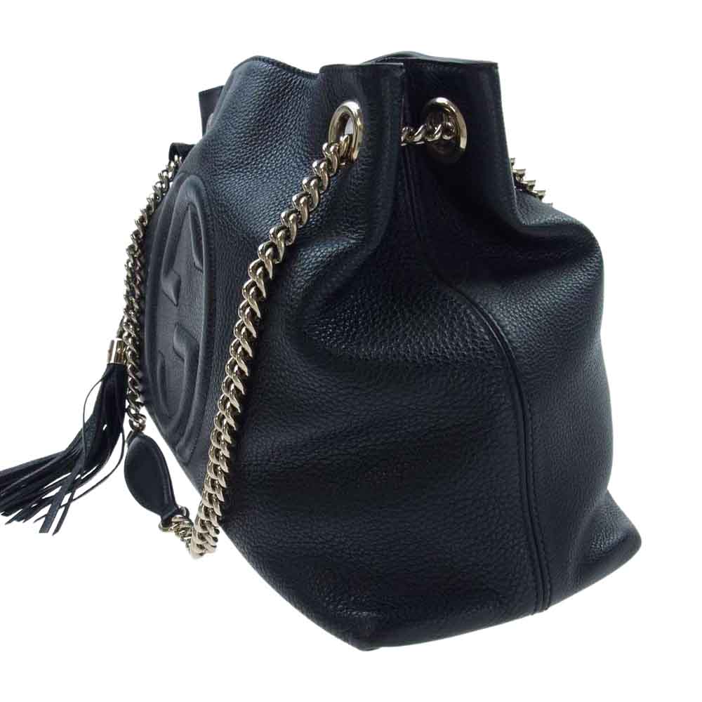 GUCCI グッチ 308982 204991 ソーホー レザー チェーン タッセル ショルダー バッグ ブラック系【中古】