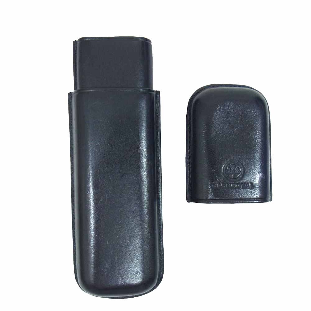 GLENROYAL グレンロイヤル 蓋付き レザー ペンケース ブラック系【中古】