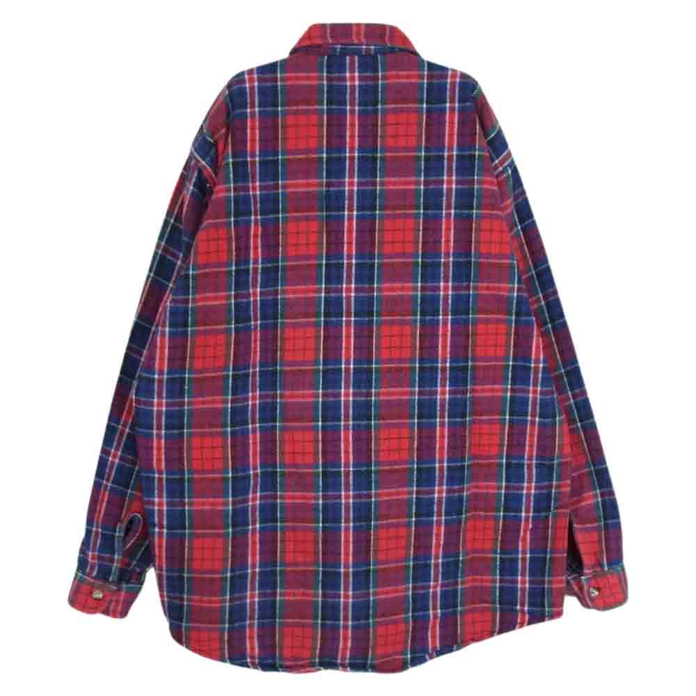メルトン ヴィンテージ 90s USA製 ヘビーネル チェック シャツ レッド系 L【中古】