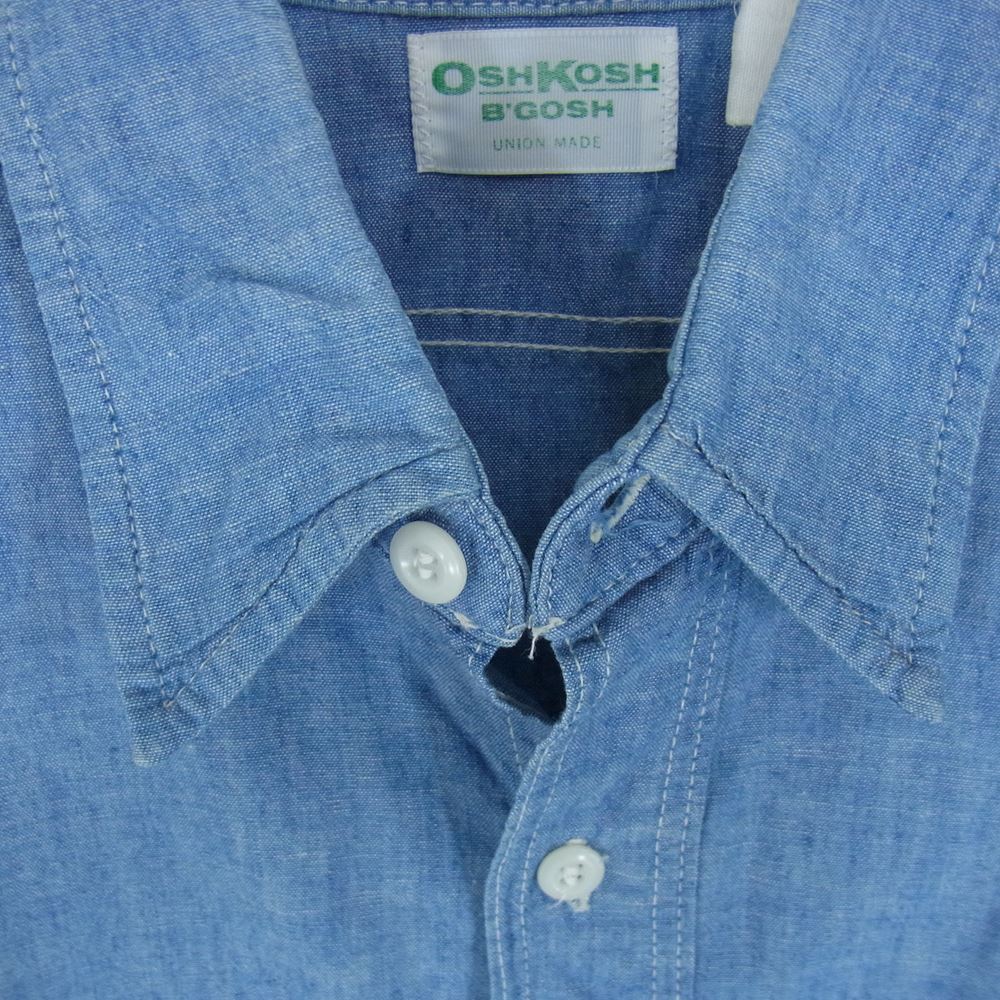 OSHKOSH オシュコシュ ヴィンテージ 80s USA製 シャンブレー シャツ ブルー系 サイズ表記無【中古】