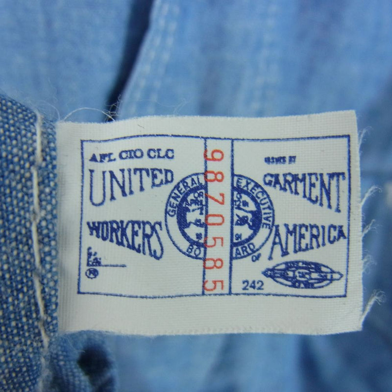 OSHKOSH オシュコシュ ヴィンテージ 80s USA製 シャンブレー シャツ ブルー系 サイズ表記無【中古】