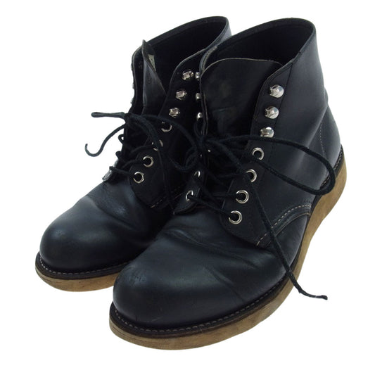 RED WING レッドウィング 8165 四角犬タグ アイリッシュセッター プレーントゥ ブーツ ブラック系 US7D【中古】