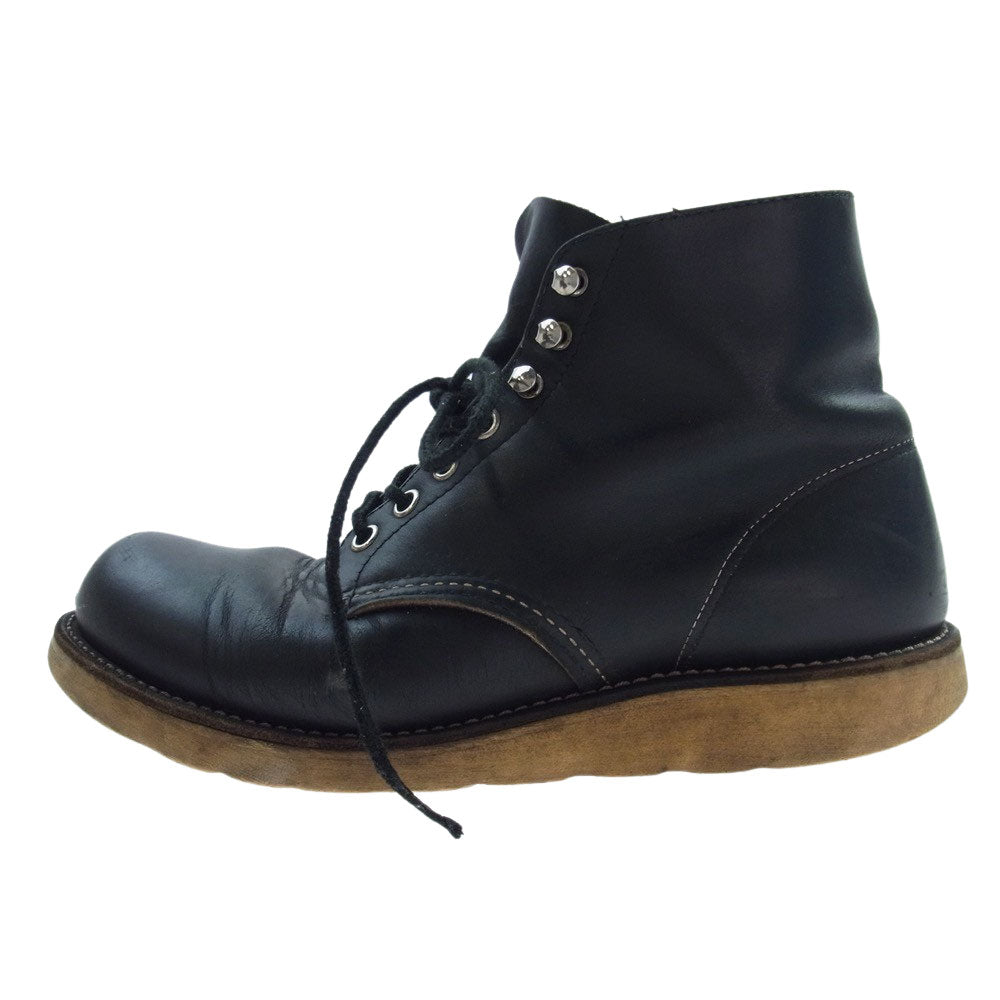 RED WING レッドウィング 8165 四角犬タグ アイリッシュセッター プレーントゥ ブーツ ブラック系 US7D【中古】
