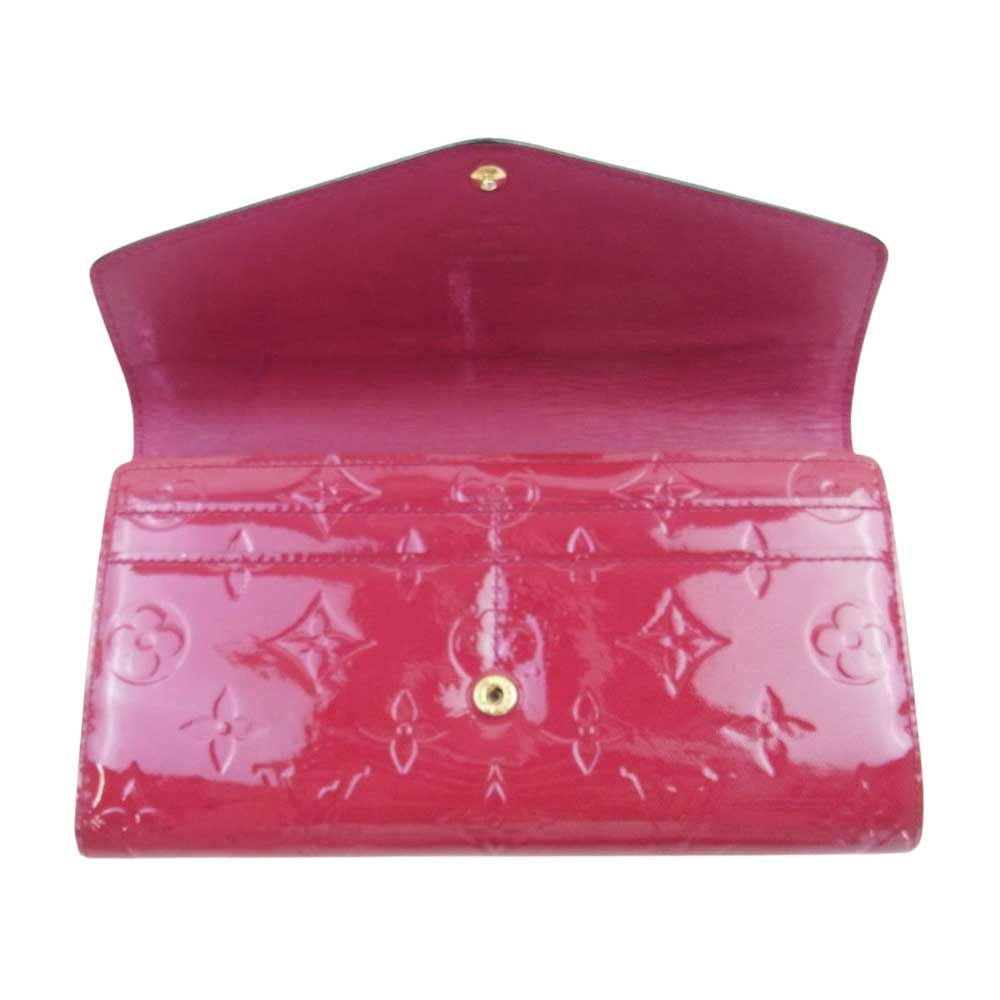 LOUIS VUITTON ルイ・ヴィトン モノグラム ヴェルニ ポルトフォイユ サラ パテントレザー ロングウォレット 長財布 ワインレッド系【中古】