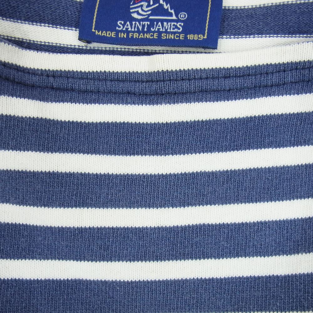SAINT JAMES セントジェームス ボーダー バスクシャツ 長袖 Tシャツ ホワイト ネイビー系 サイズ表記無【中古】