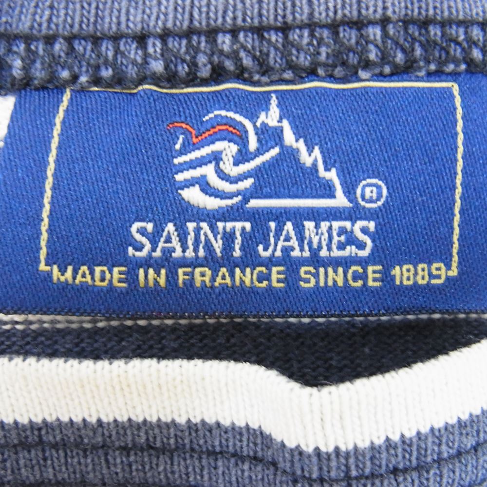 SAINT JAMES セントジェームス ボーダー バスクシャツ 長袖 Tシャツ ホワイト ネイビー系 サイズ表記無【中古】