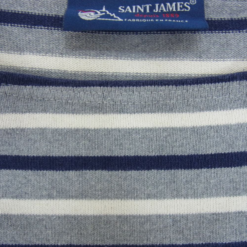 SAINT JAMES セントジェームス ボーダー バスクシャツ 長袖 Tシャツ グレー系 M【中古】
