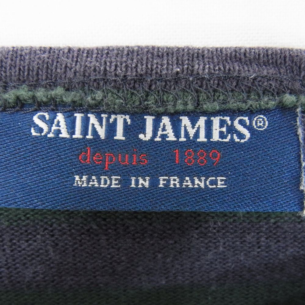 SAINT JAMES セントジェームス ボーダー バスクシャツ 長袖 Tシャツ グリーン ネイビー系 M【中古】