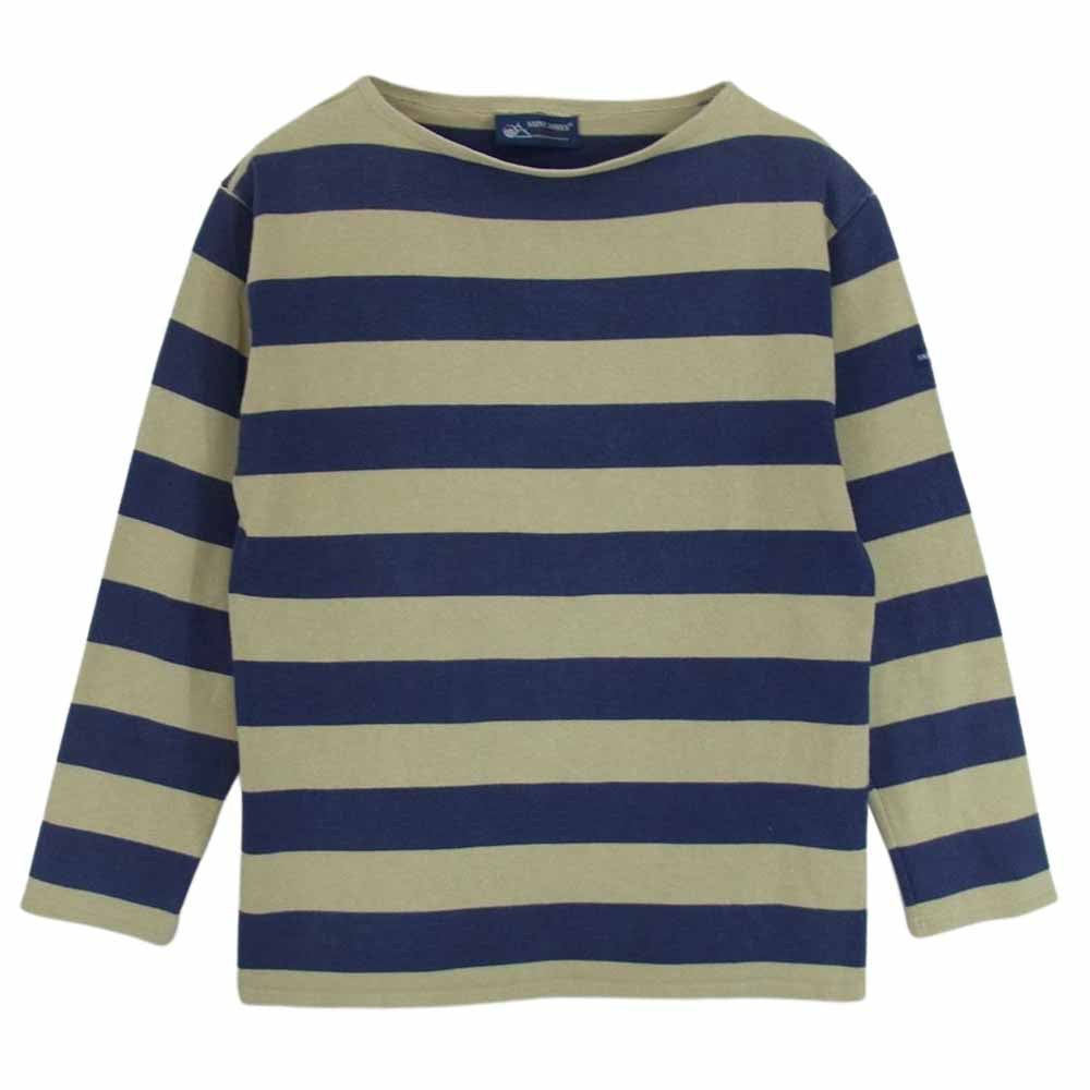 SAINT JAMES セントジェームス ボーダー バスクシャツ 長袖 Tシャツ ネイビー ベージュ系 M【中古】