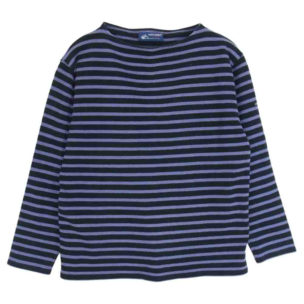 SAINT JAMES セントジェームス ボーダー バスクシャツ 長袖 Tシャツ ブラック パープル系 M【中古】