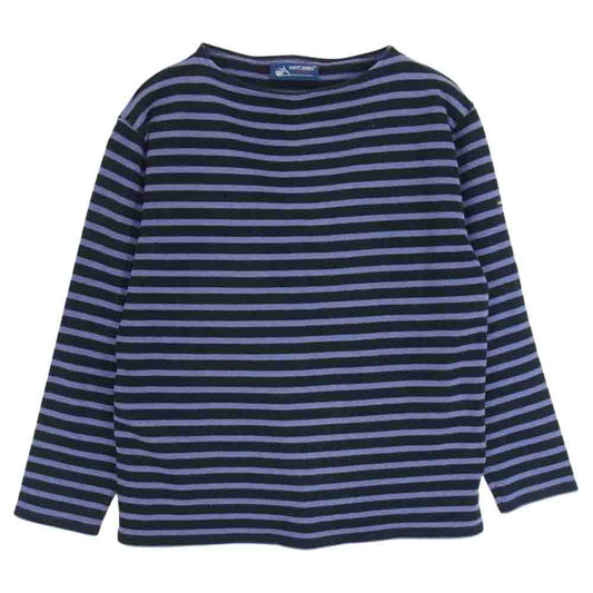 SAINT JAMES セントジェームス ボーダー バスクシャツ 長袖 Tシャツ ブラック パープル系 M【中古】