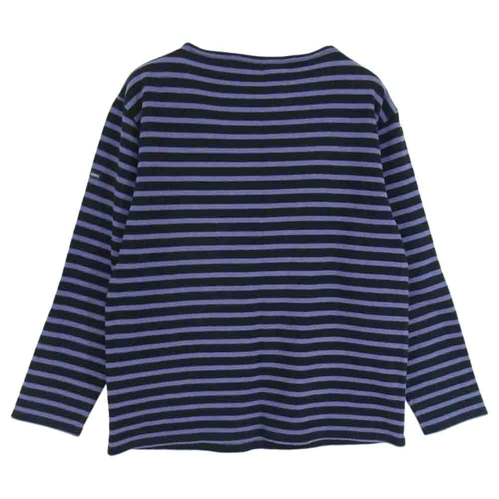 SAINT JAMES セントジェームス ボーダー バスクシャツ 長袖 Tシャツ ブラック パープル系 M【中古】