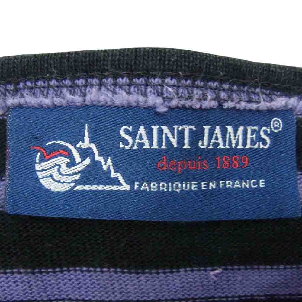 SAINT JAMES セントジェームス ボーダー バスクシャツ 長袖 Tシャツ ブラック パープル系 M【中古】