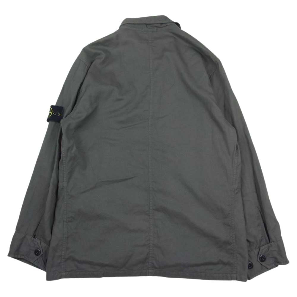STONE ISLAND ストーンアイランド ロゴワッペン付き イタリア製 ミリタリー シャツ ジャケット カーキ系 M【中古】