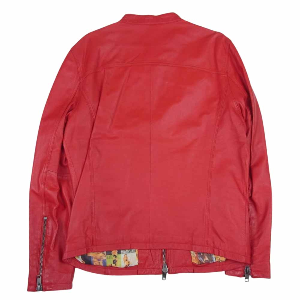 ダブル 103-124-0015-001 シープレザー シングルライダース ジャケット レッド系 46【中古】