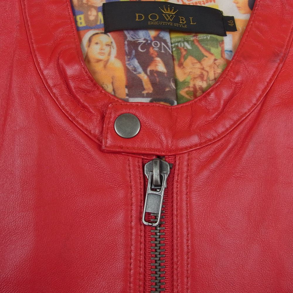ダブル 103-124-0015-001 シープレザー シングルライダース ジャケット レッド系 46【中古】