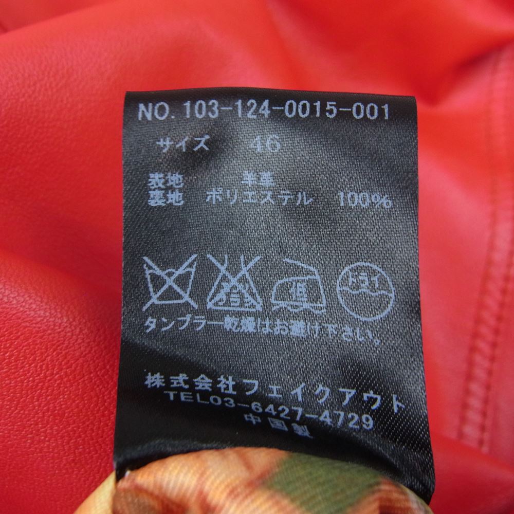 ダブル 103-124-0015-001 シープレザー シングルライダース ジャケット レッド系 46【中古】