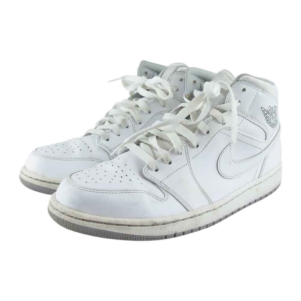 NIKE ナイキ 554724-112 AIR JORDAN 1 MID WHITE WOLF GREY　ナイキ エアジョーダン1 ミッド ホワイト ウルフ グレー スニーカー ホワイト系 28cm【中古】