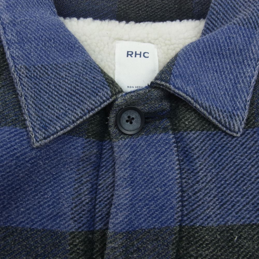 Ron Herman ロンハーマン 3020400365 Boa Buffalo Check Shirt Jacket ボア バッファロー チェック シャツ ジャケット ブラック系 ネイビー系 M【中古】