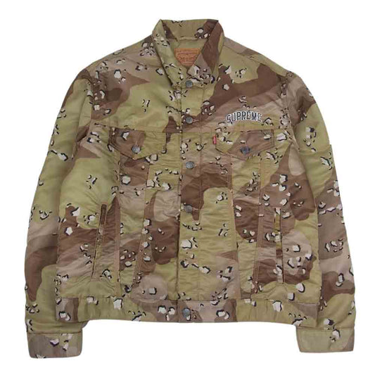 Supreme シュプリーム 19AW × Levi's リーバイス Nylon Trucker Jacket ナイロン トラッカー ジャケット デザートカモ ベージュ系 M【美品】【中古】