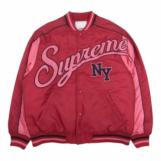 Supreme シュプリーム 20AW Contrast Script Varsity Jacket コントラスト スクリプト バーシティ ジャケット レッド系 ピンク系 M【美品】【中古】