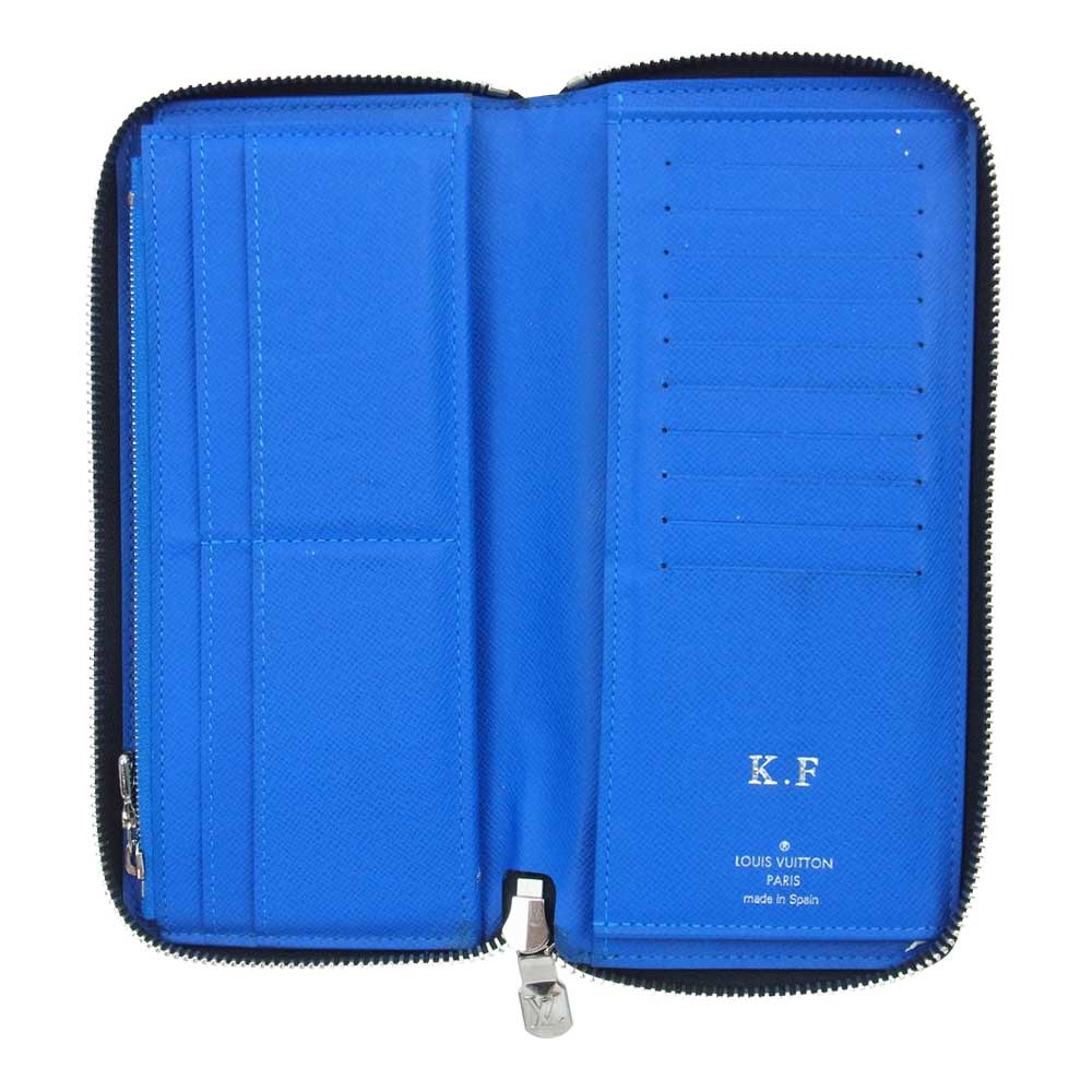 LOUIS VUITTON ルイ・ヴィトン M30070 イニシャル入り ジッピー ウォレット ヴェルティカル ブラック系 ブルー系【中古】
