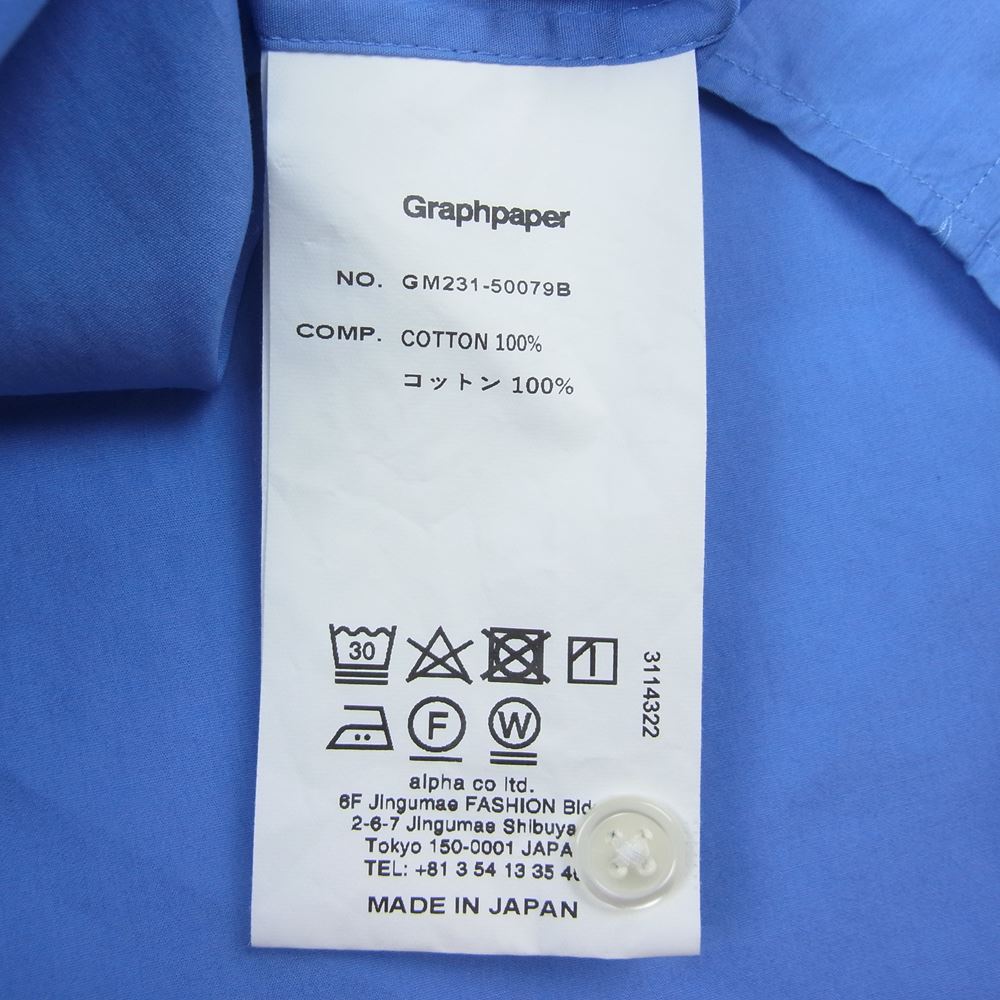 GRAPHPAPER グラフペーパー 23SS GM231-50079B Broad Regular Collar Shirt ブロード レギュラー カラー 長袖 シャツ ブルー系 2【美品】【中古】