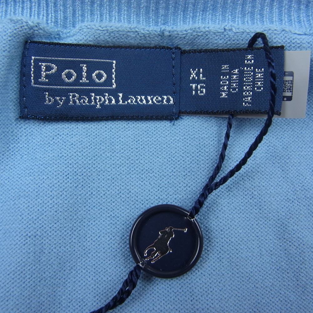 POLO RALPH LAUREN ポロ・ラルフローレン コットン ブレンド カーディガン ブルー系 XL【極上美品】【中古】