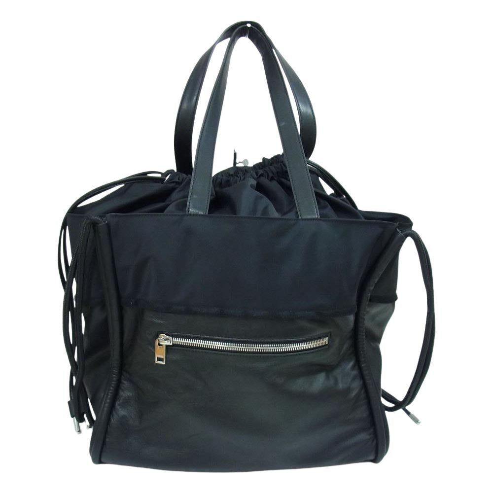 DIESEL ディーゼル レザー 巾着 トート バッグ ブラック系【中古】