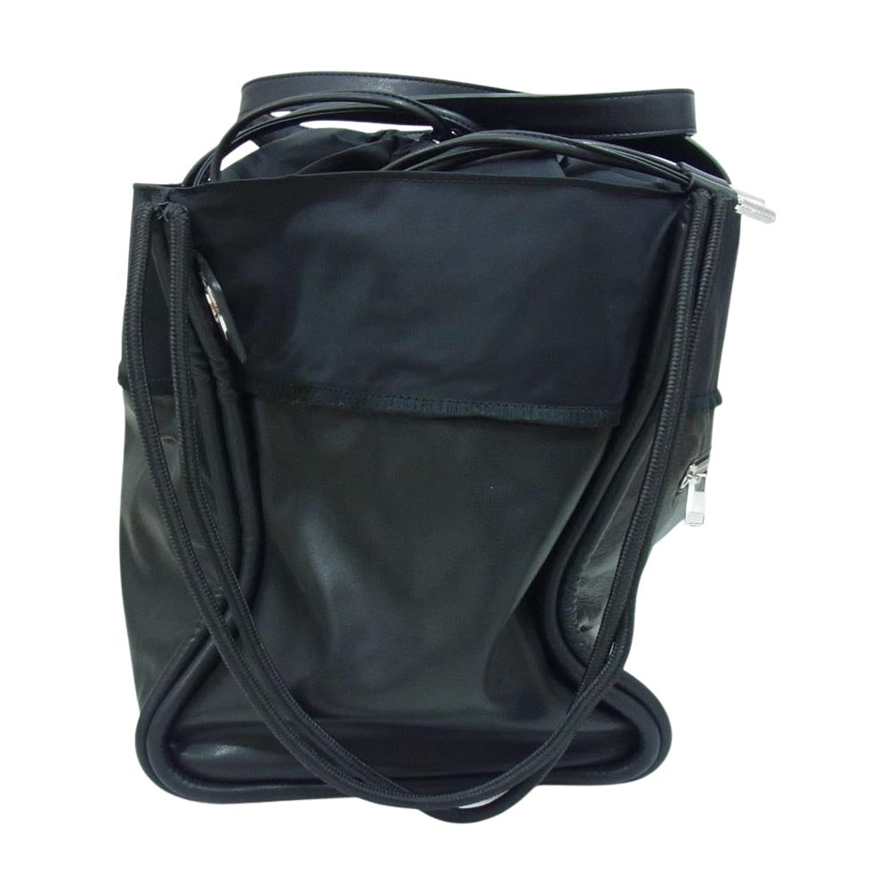 DIESEL ディーゼル レザー 巾着 トート バッグ ブラック系【中古】