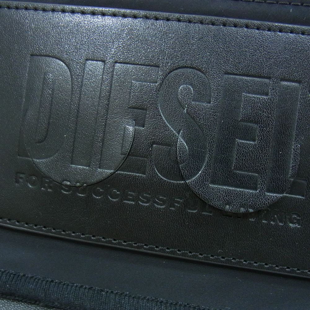 DIESEL ディーゼル レザー 巾着 トート バッグ ブラック系【中古】