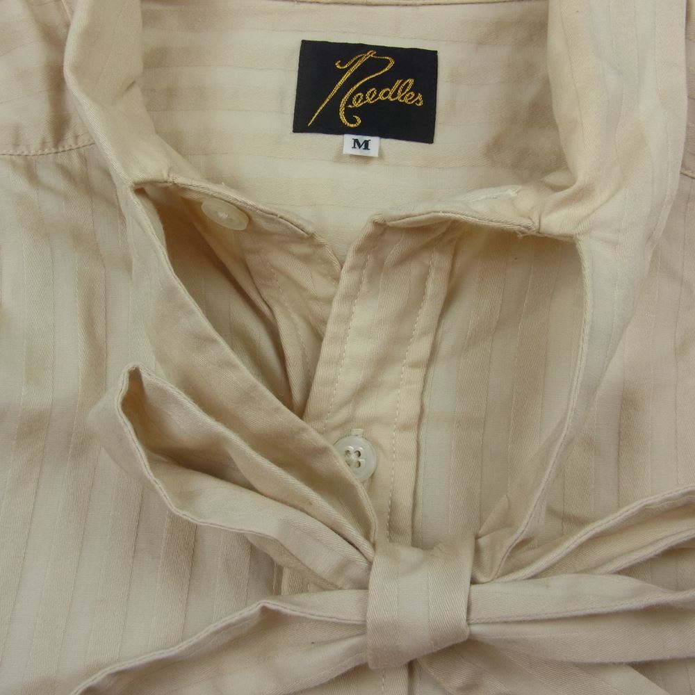 Needles ニードルス HM207 MEN Ascot Collar EDW Shirt オーバーサイズ ボウタイ 長袖 シャツ ブラウス ベージュ系 M【中古】