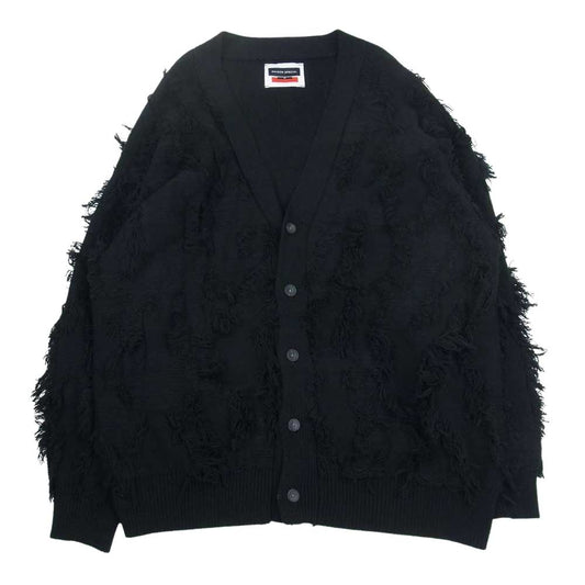 メゾンスペシャル 22AW 11221361321 コットン×アクリル プライムオーバー フリンジ ジャガード  Vネック カーディガン ブラック系 01【中古】