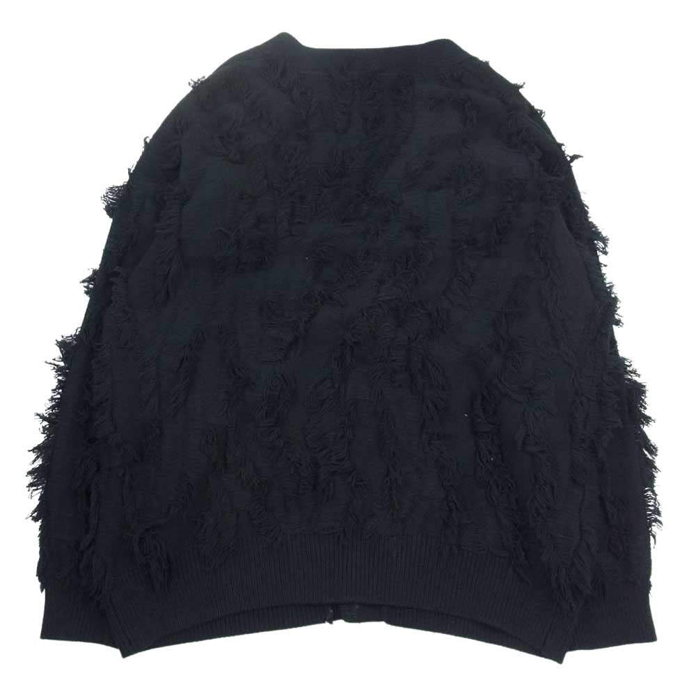 メゾンスペシャル 22AW 11221361321 コットン×アクリル プライムオーバー フリンジ ジャガード  Vネック カーディガン ブラック系 01【中古】