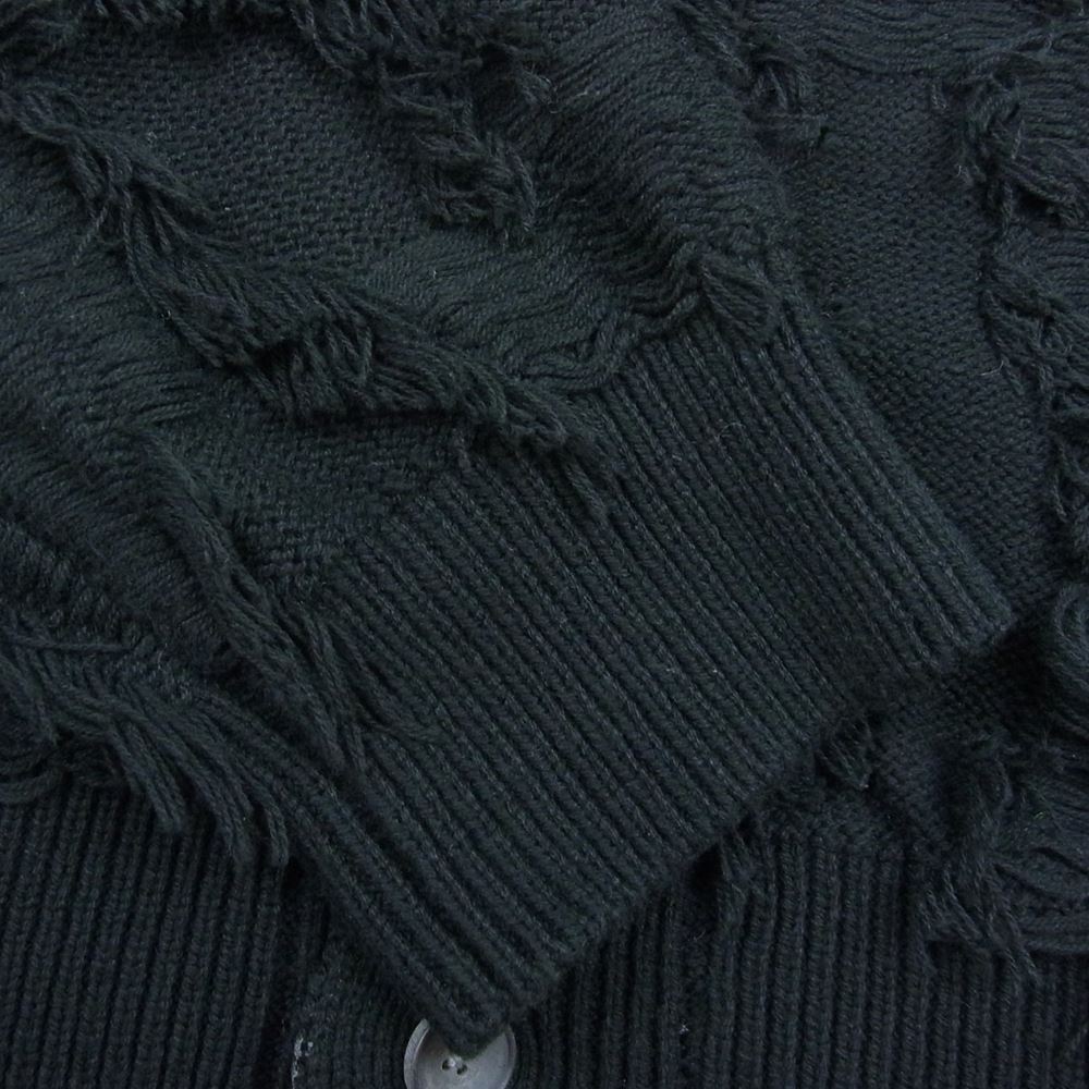 メゾンスペシャル 22AW 11221361321 コットン×アクリル プライムオーバー フリンジ ジャガード  Vネック カーディガン ブラック系 01【中古】