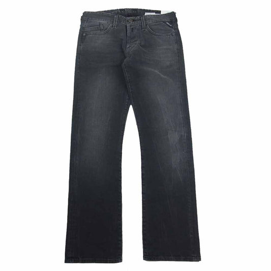 REPLAY リプレイ M983 WAITOM REGULAR SLIM FIT レギュラー スリム ストレート 加工 ブラックデニム パンツ ブラック系 29【極上美品】【中古】