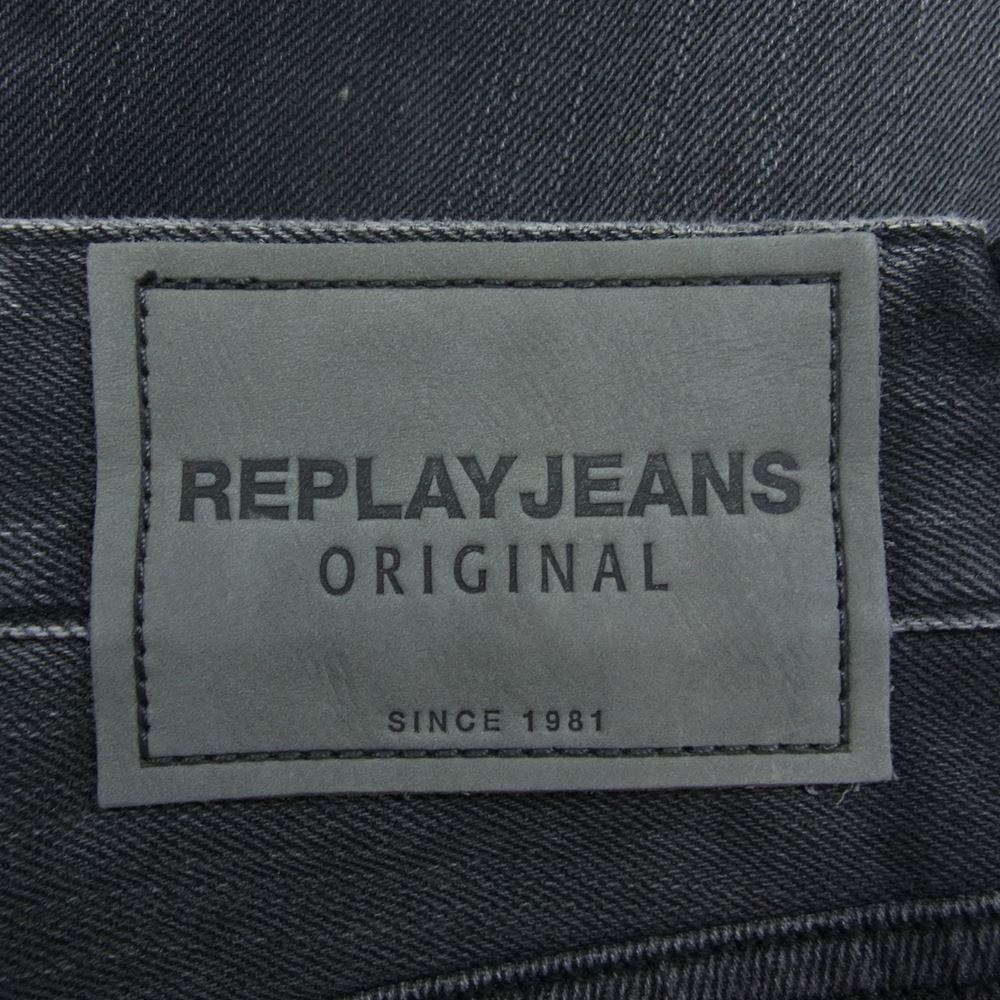 REPLAY リプレイ M983 WAITOM REGULAR SLIM FIT レギュラー スリム ストレート 加工 ブラックデニム パンツ ブラック系 29【極上美品】【中古】
