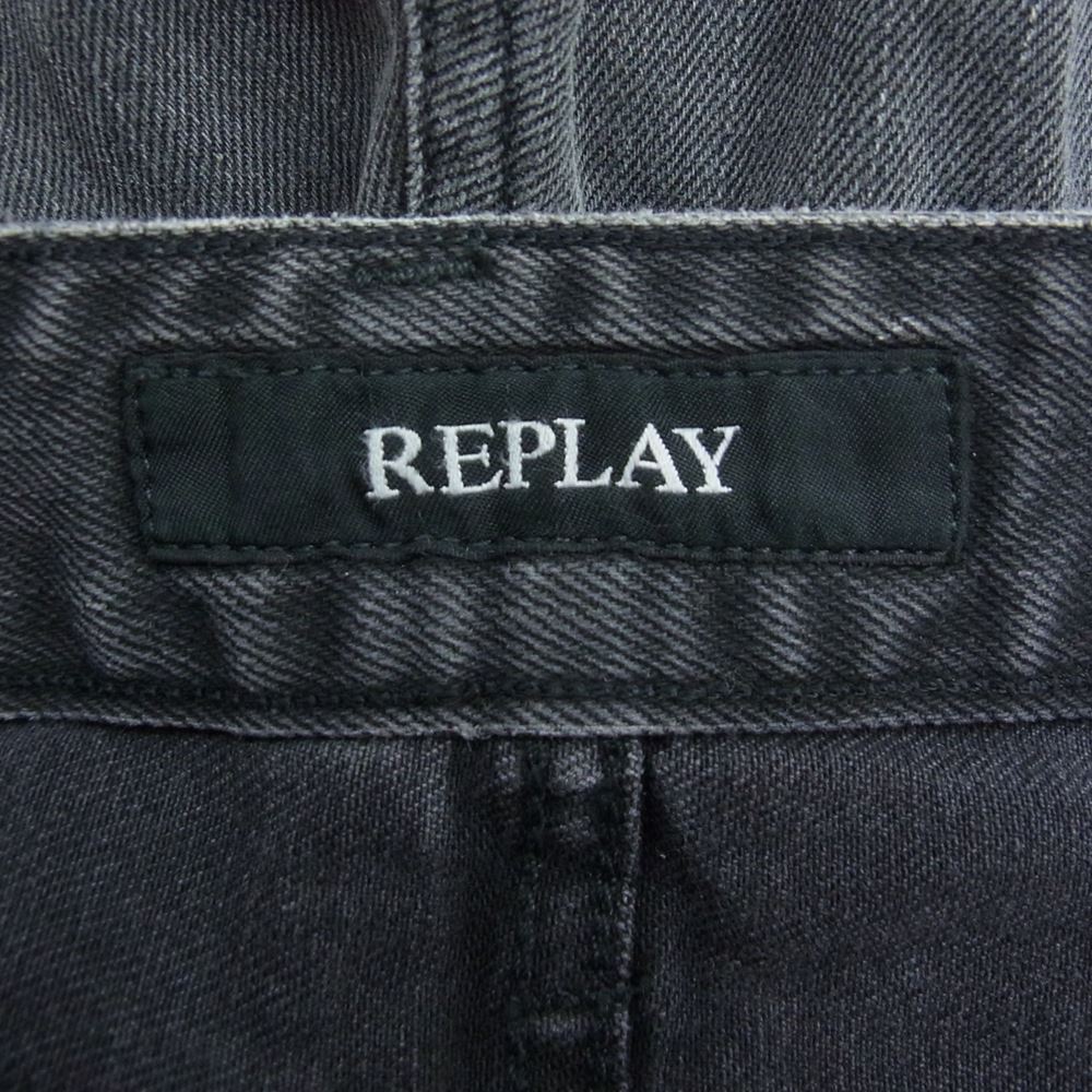REPLAY リプレイ M983 WAITOM REGULAR SLIM FIT レギュラー スリム ストレート 加工 ブラックデニム パンツ ブラック系 29【極上美品】【中古】