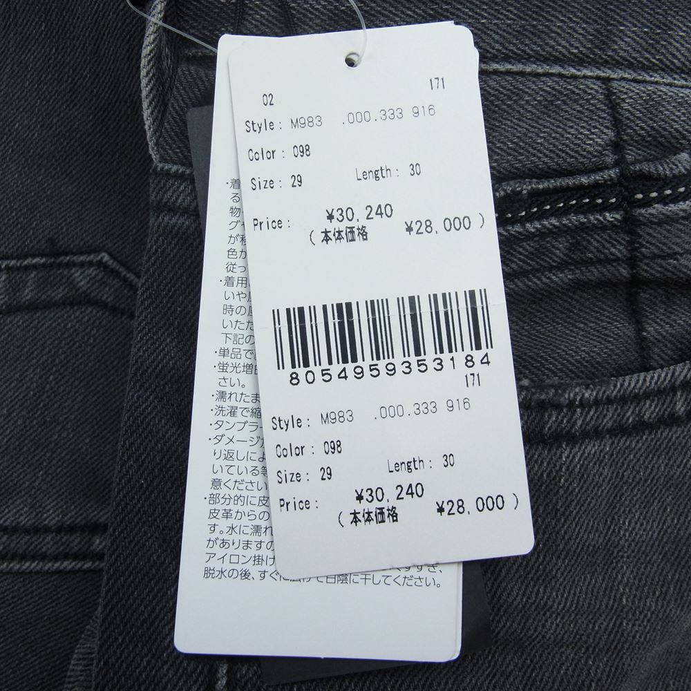 REPLAY リプレイ M983 WAITOM REGULAR SLIM FIT レギュラー スリム ストレート 加工 ブラックデニム パンツ ブラック系 29【極上美品】【中古】