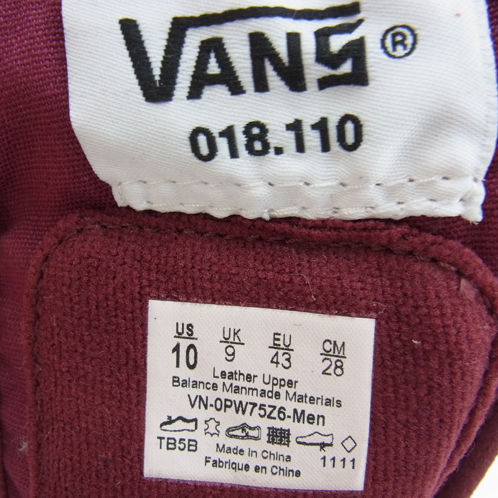 WTAPS ダブルタップス VN-OPW75Z6 × VANS バンズ SK8-Hi OG S スケート ハイ オージー スニーカー ワインレッド系 28cm【極上美品】【中古】