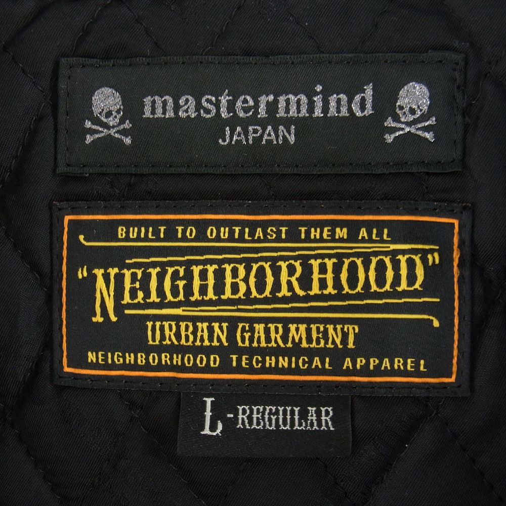 NEIGHBORHOOD ネイバーフッド 12AW 122CCMJN-JKM02S × mastermind JAPAN マスターマインド THUNDER BOLT  サンダーボルト レザー ダブル ライダース ジャケット ネイビー系 L【中古】