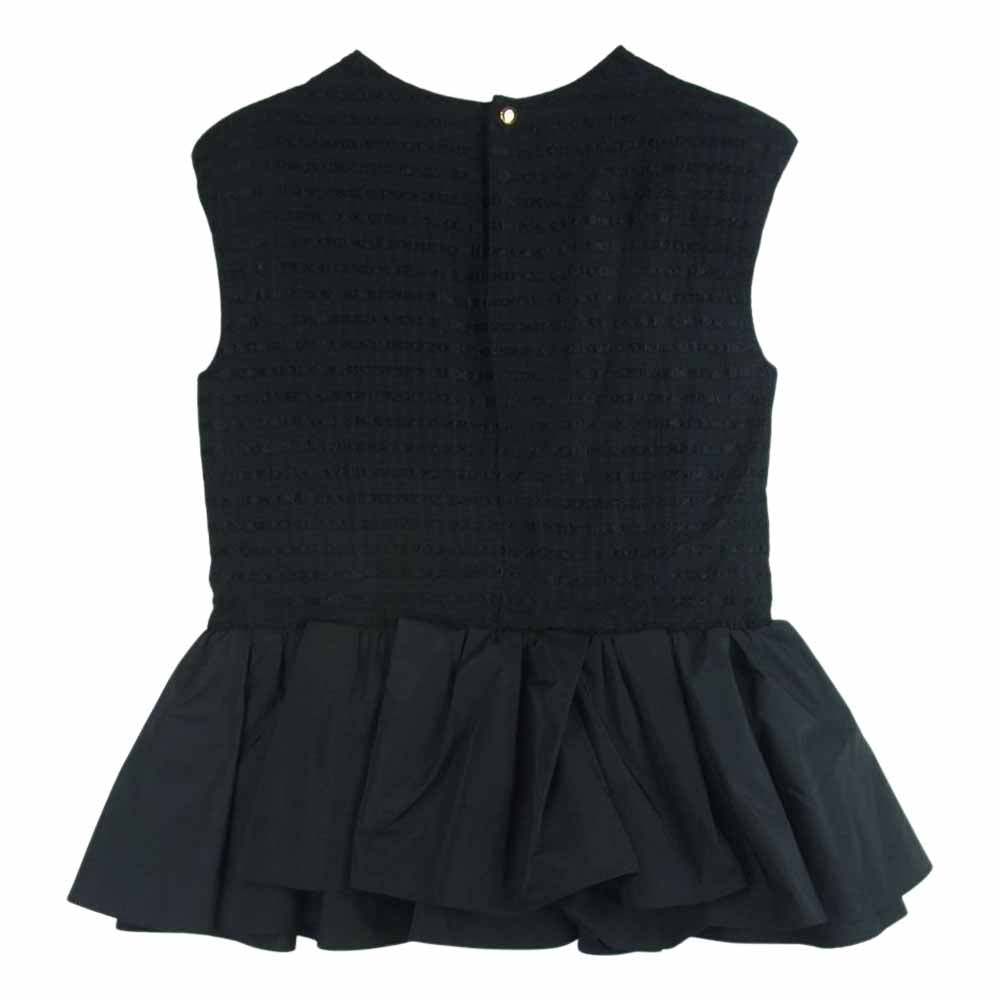 Drawer ドゥロワー 21SS 6521-299-0867 ペプラムチェック ノースリーブ ブラウス ブラック系 38【中古】