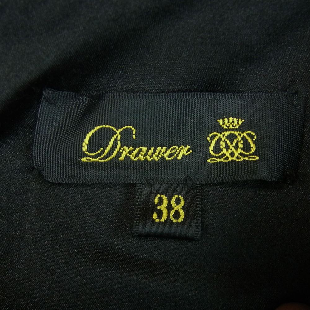Drawer ドゥロワー 21SS 6521-299-0867 ペプラムチェック ノースリーブ ブラウス ブラック系 38【中古】