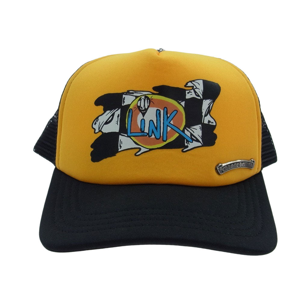 CHROME HEARTS クロムハーツ（原本無） × MATTY BOY Sex Records Link Trucker Hat マッティボーイ セックスレコード リンク トラッカーハット メッシュ キャップ 帽子 クロスボール ブラック系 オレンジ系 ONE SIZE 53-60【中古】