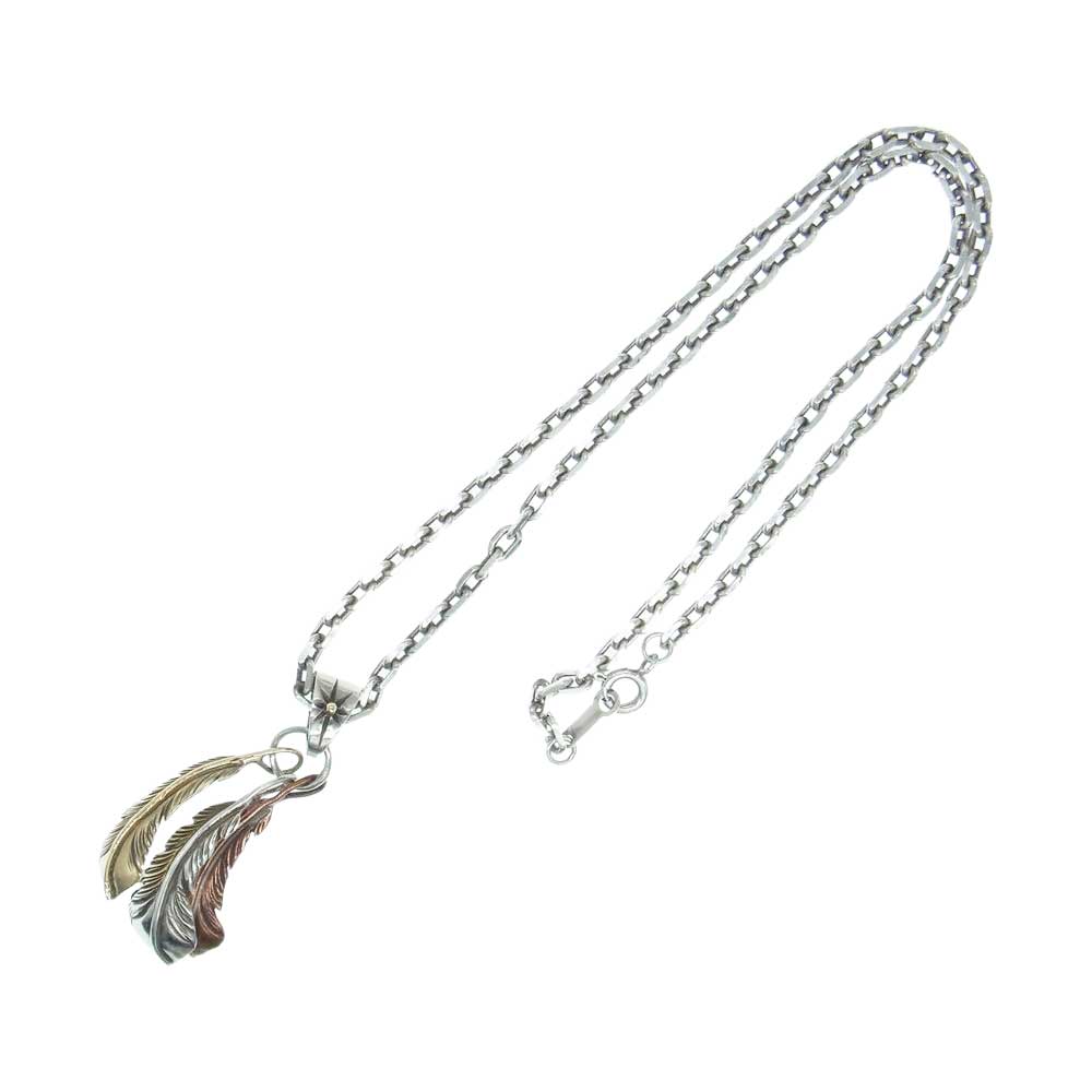 BIGHAND シルバー フェザー ネックレス BIGHAND ビッグハンド 2011 3連 フェザー ネックレス シルバー系【中古