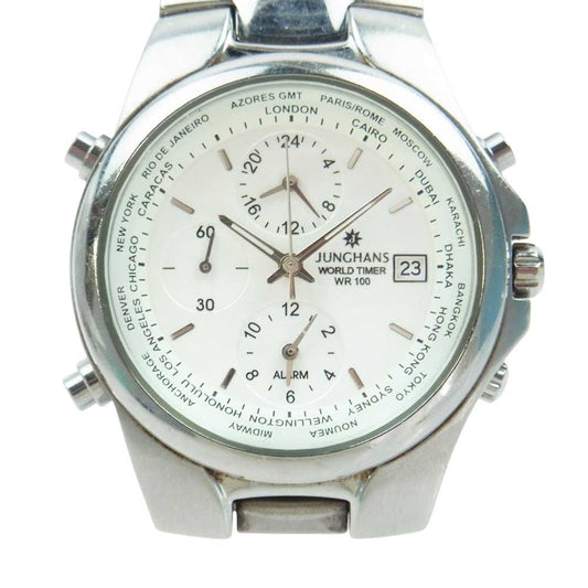 JUNGHANS ユンハンス WORLD TIMERC HRINOGRAPH クロノグラフ クォーツ 時計 WR10BAR シルバー系【中古】