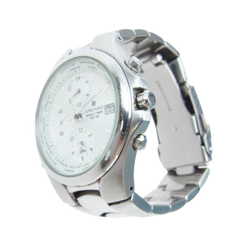 JUNGHANS ユンハンス WORLD TIMERC HRINOGRAPH クロノグラフ クォーツ 時計 WR10BAR シルバー系【中古】