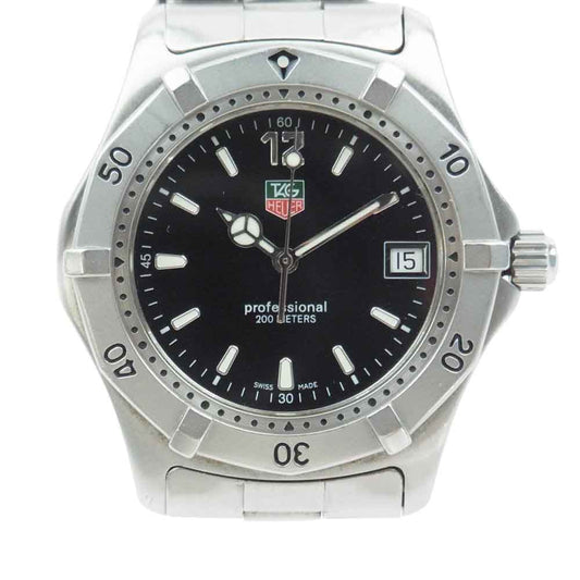 TAG HEUER タグホイヤー  WK1110-0 2000シリーズ 200m プロフェッショナル クオーツ カレンダー 黒文字盤 シルバー シルバー系【中古】